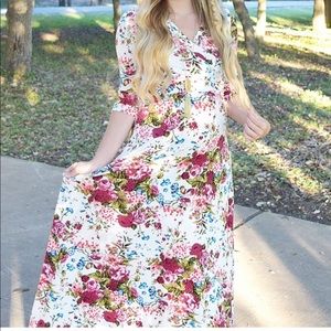 Floral maxi dress with tie waist